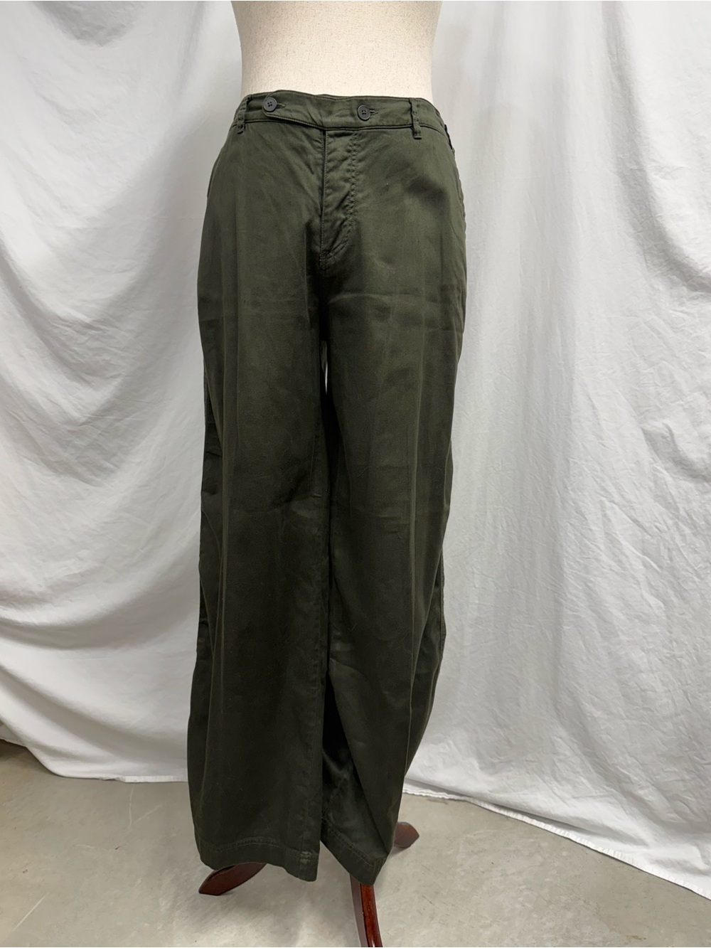 Wrap London Olive Green Straight-Leg Pants